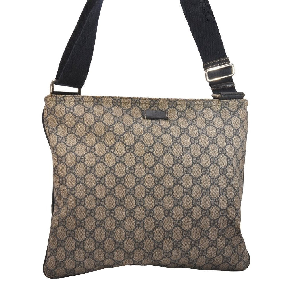 Authentic GUCCI Shoulder Cross Body Bag GG PVC Leather 201446 Navy Blue 7283J