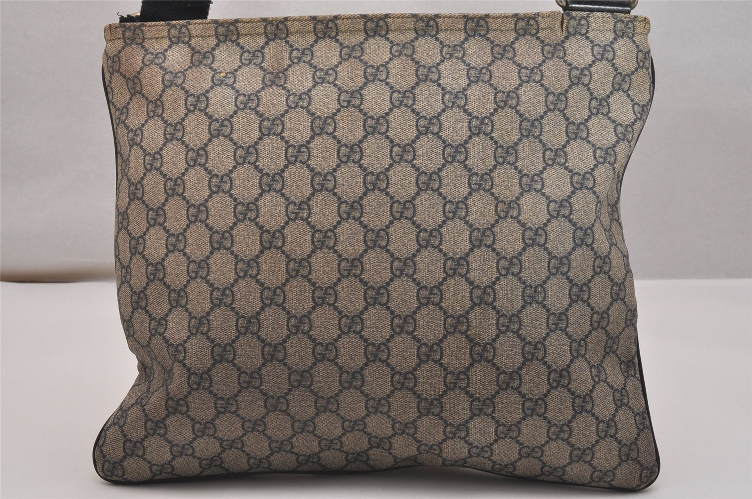 Authentic GUCCI Shoulder Cross Body Bag GG PVC Leather 201446 Navy Blue 7283J