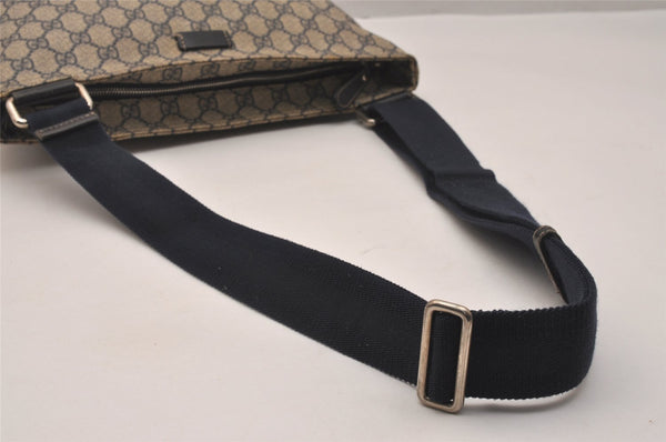Authentic GUCCI Shoulder Cross Body Bag GG PVC Leather 201446 Navy Blue 7283J