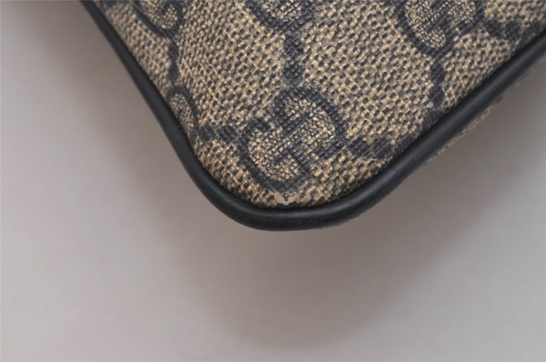 Authentic GUCCI Shoulder Cross Body Bag GG PVC Leather 201446 Navy Blue 7283J