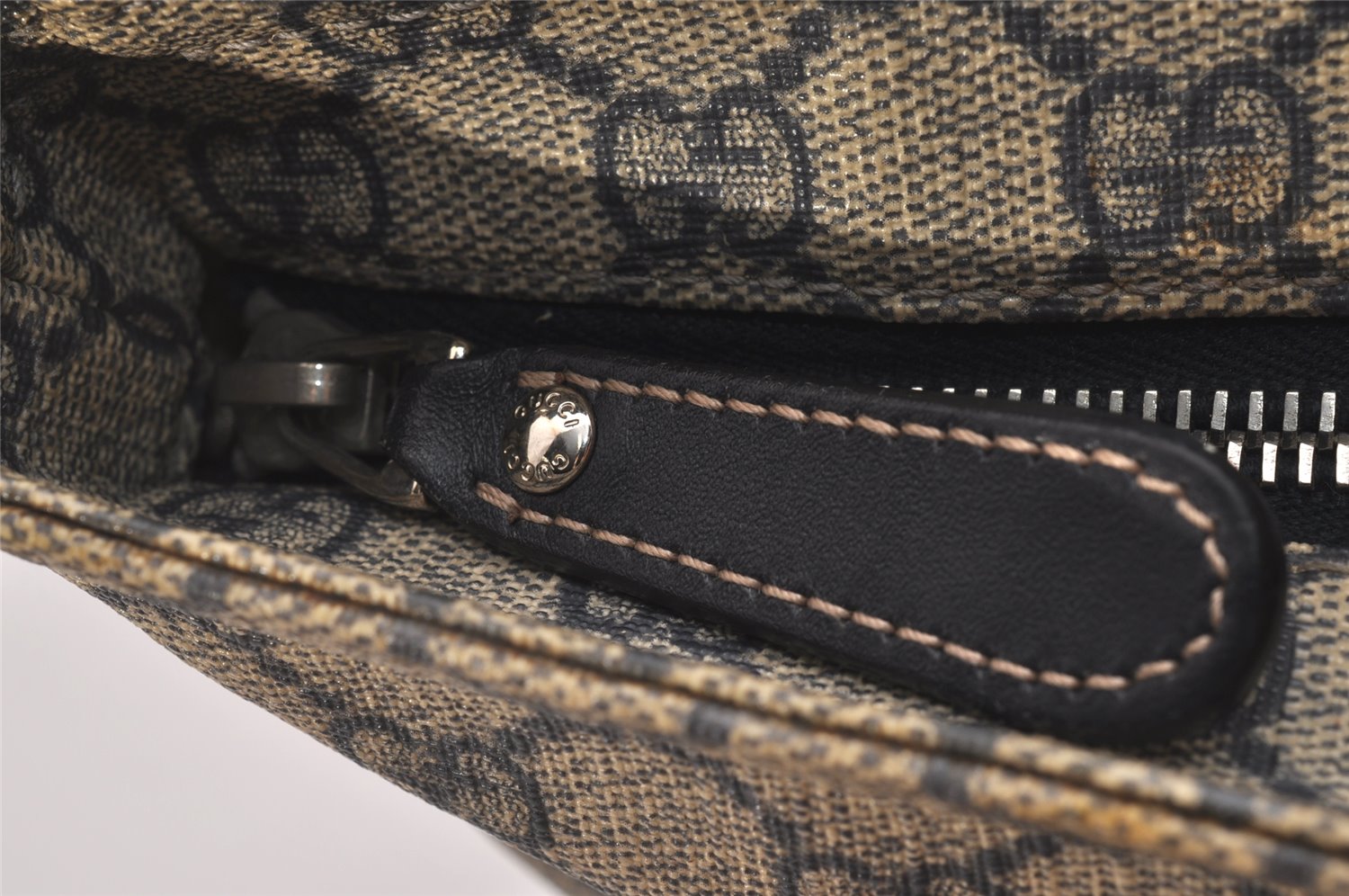 Authentic GUCCI Shoulder Cross Body Bag GG PVC Leather 201446 Navy Blue 7283J