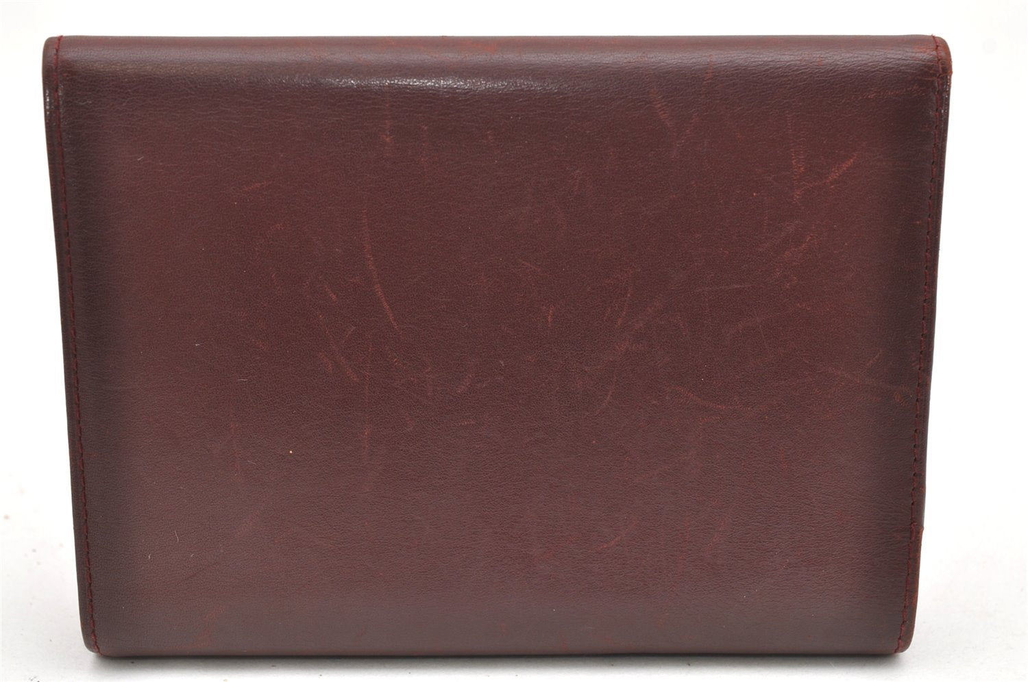 Authentic Cartier Must de Cartier Trifold Wallet Leather Bordeaux Red 7284K