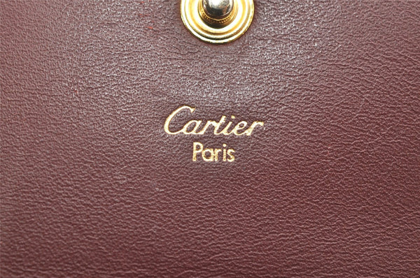 Authentic Cartier Must de Cartier Trifold Wallet Leather Bordeaux Red 7284K