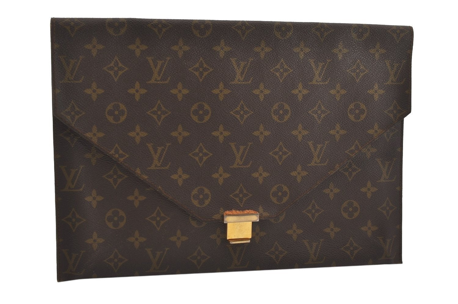 Authentic Louis Vuitton Monogram Poche Plate Documents Case M53522 LV 7286I