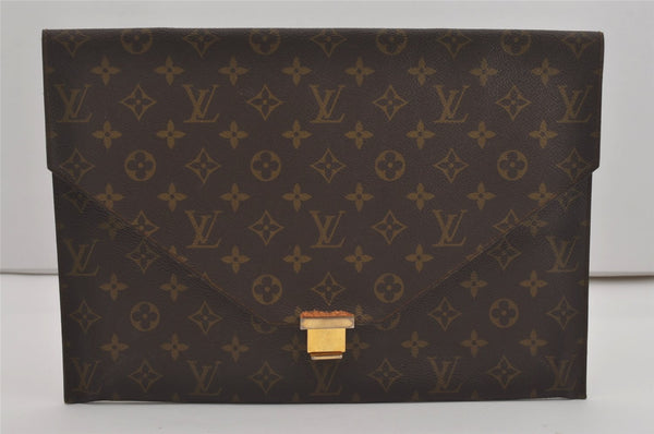 Authentic Louis Vuitton Monogram Poche Plate Documents Case M53522 LV 7286I