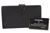 Authentic CHANEL Vintage Caviar Skin CC Logo Long Wallet Purse Black 7287K