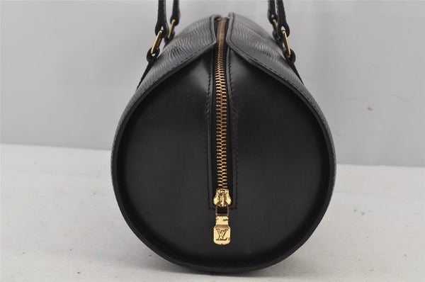 Authentic Louis Vuitton Epi Soufflot Black Hand Bag M52222 LV 7288J