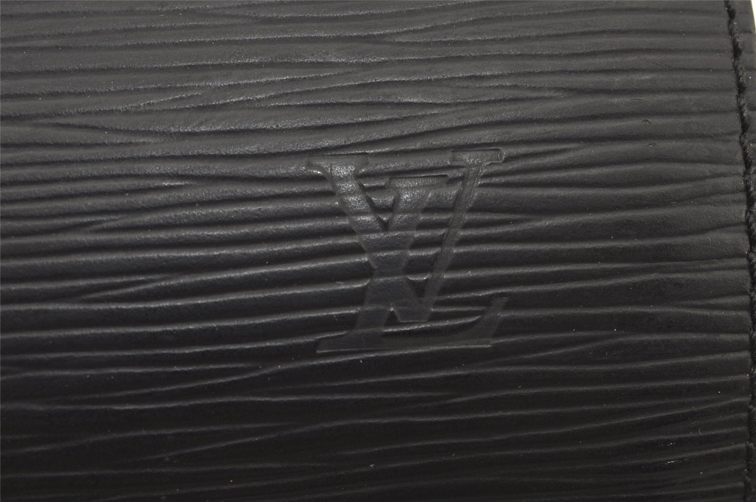 Authentic Louis Vuitton Epi Soufflot Black Hand Bag M52222 LV 7288J