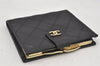 Authentic CHANEL Calf Skin Bicolore Vintage Bifold Wallet Purse Black CC 7290K