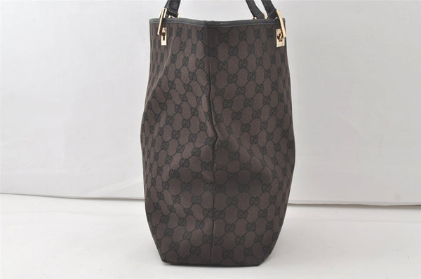 Authentic GUCCI Shoulder Tote Bag GG Canvas Leather 0021098 Black Brown 7291K