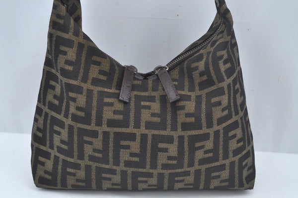 Authentic FENDI Zucca Shoulder Hand Bag Purse Canvas Leather Brown Junk 7293I