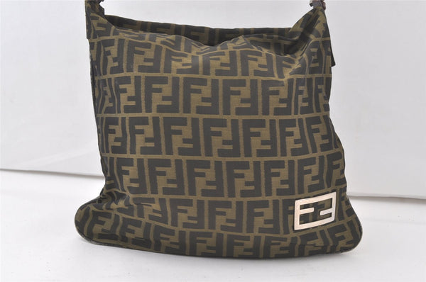 Authentic FENDI Vintage Zucca Shoulder Bag Nylon Leather Brown Junk 7293K