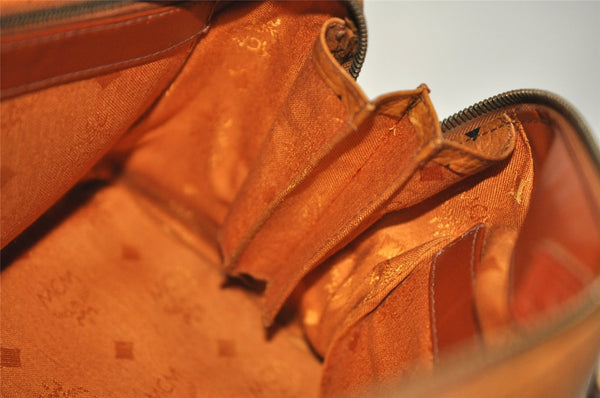 Authentic MCM Visetos Leather Vintage 2Way Shoulder Hand Bag Purse Brown 7295I