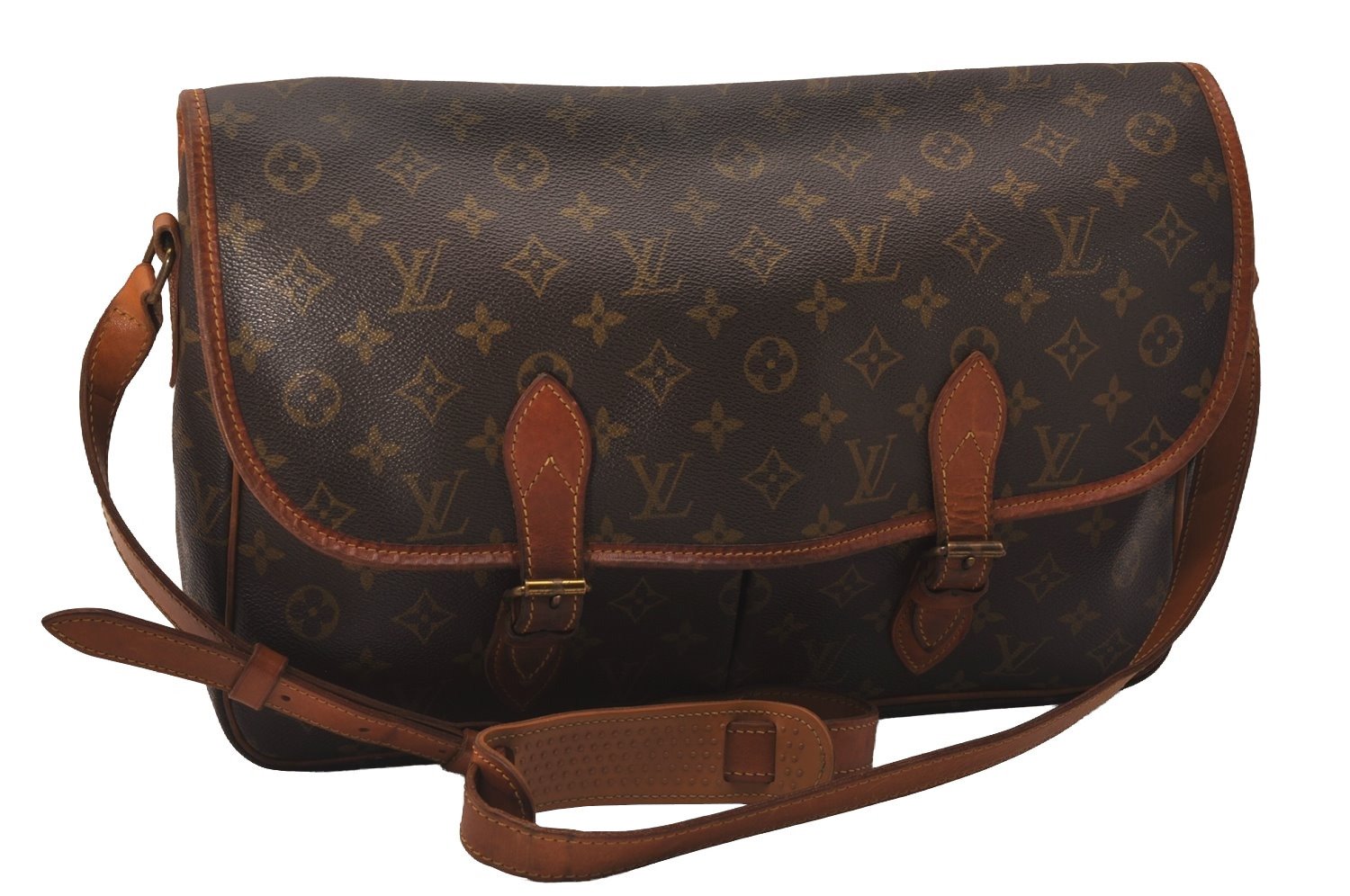 Authentic Louis Vuitton Monogram Gibeciere GM Shoulder Cross Bag M42246 LV 7296J