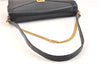 Authentic Christian Dior Chain Shoulder Cross Body Bag Purse Leather Black 7296K