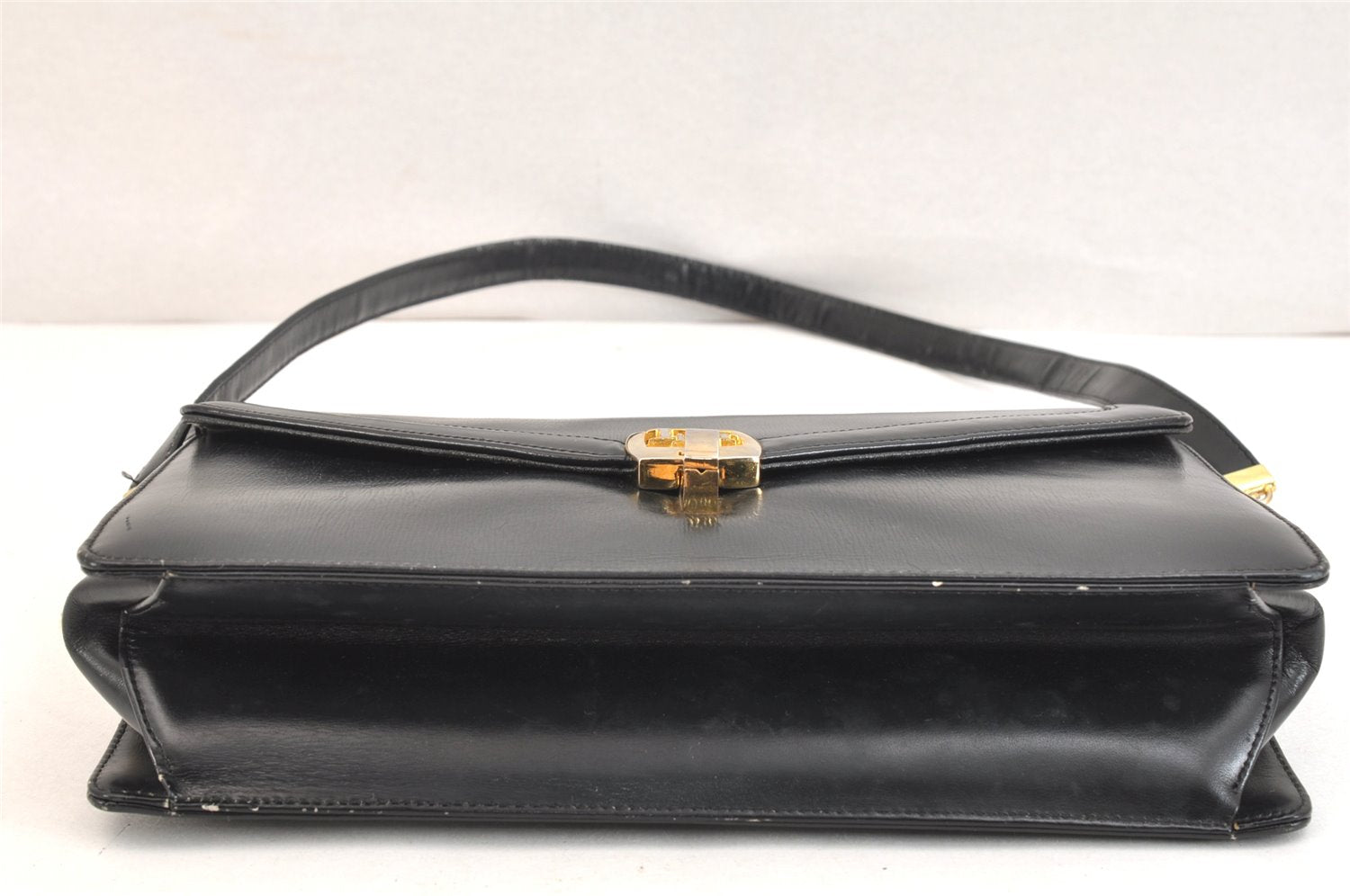 Authentic Christian Dior Chain Shoulder Cross Body Bag Purse Leather Black 7296K