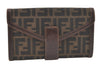 Authentic FENDI Vintage Zucca Long Wallet Purse Canvas Leather Brown  7299K