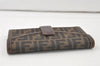 Authentic FENDI Vintage Zucca Long Wallet Purse Canvas Leather Brown  7299K