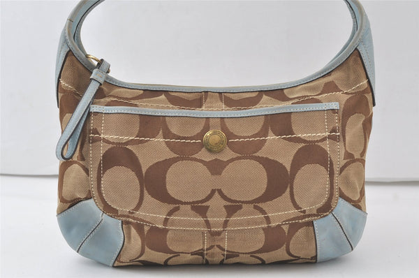 Authentic COACH Signature Shoulder Hand Bag Canvas Leather 10764 Brown 7305K