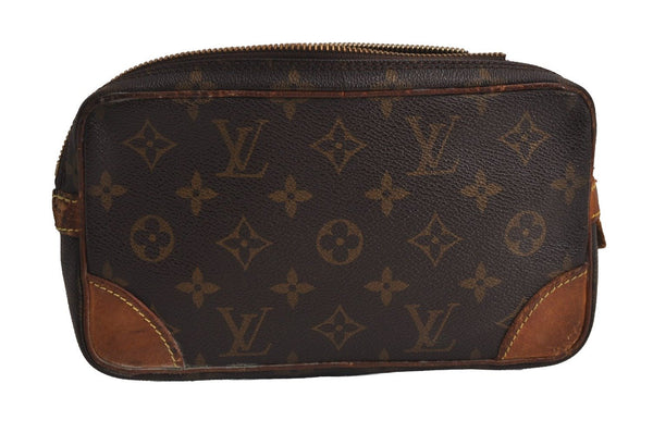 Authentic Louis Vuitton Monogram Marly Dragonne PM M51827 Clutch Bag Junk 7314J