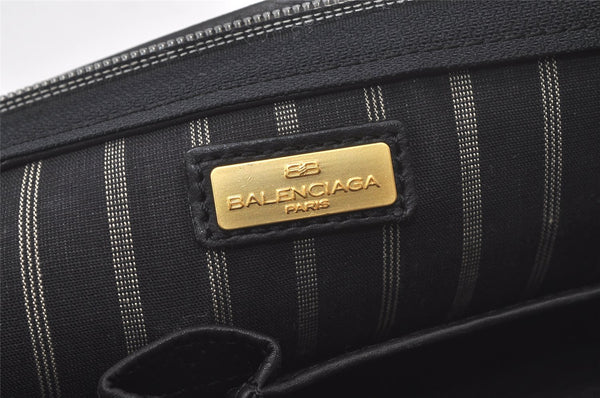 Authentic BALENCIAGA Vintage Clutch Hand Bag Purse Leather Black 7314K