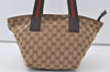 Authentic GUCCI Web Sherry Line Tote Hand Bag GG Canvas Leather Brown 7317K