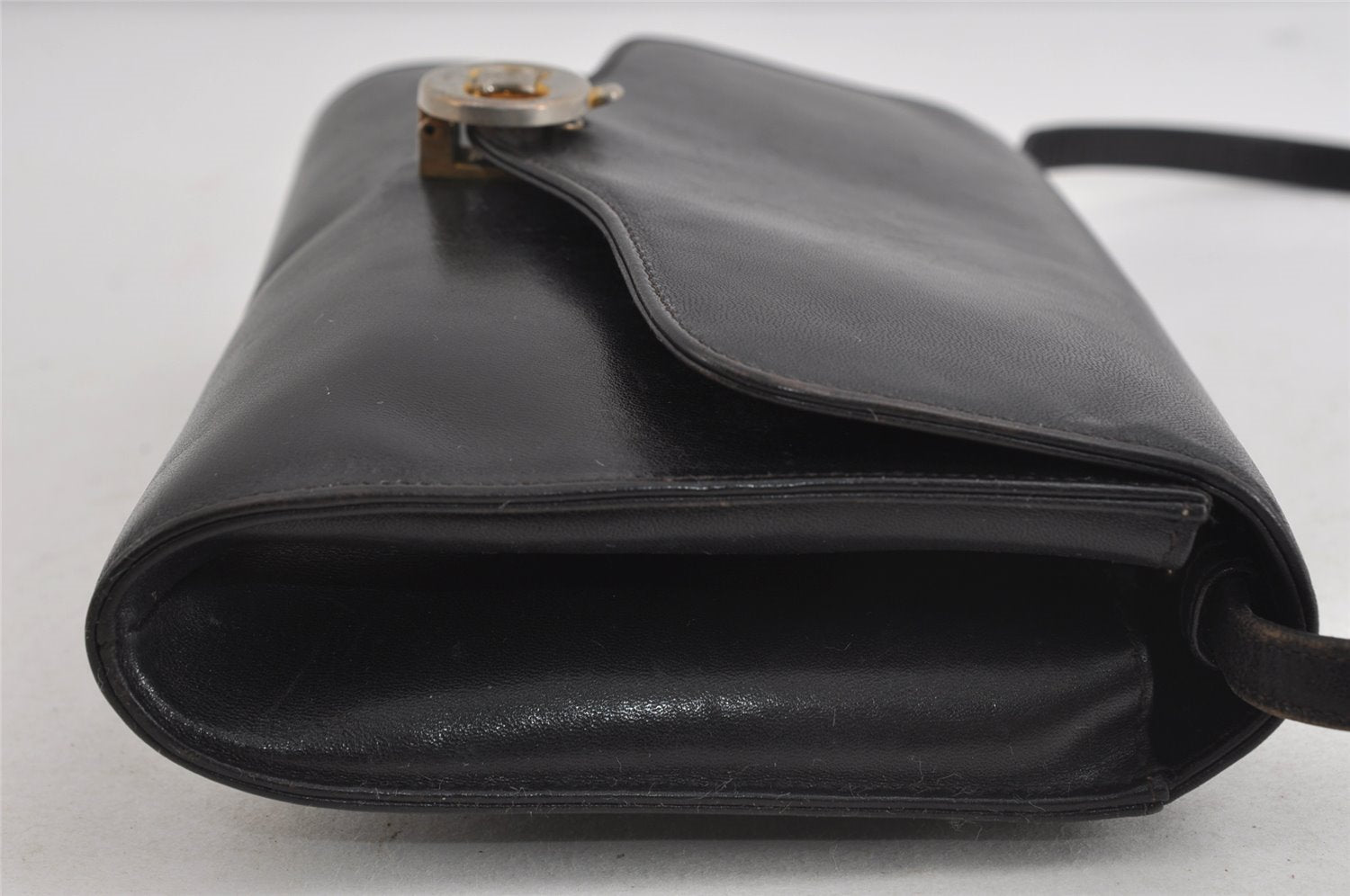 Authentic CELINE Vintage Shoulder Cross Body Bag Purse Leather Black 7319I