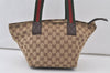 Authentic GUCCI Web Sherry Line Tote Hand Bag GG Canvas Leather Brown 7319K