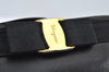 Authentic Salvatore Ferragamo Vara Ribbon Shoulder Cross Bag Enamel Black 7322I