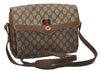 Authentic GUCCI Web Sherry Line Shoulder Cross Bag GG PVC Leather Brown 7323I