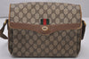 Authentic GUCCI Web Sherry Line Shoulder Cross Bag GG PVC Leather Brown 7323I