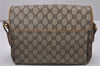 Authentic GUCCI Web Sherry Line Shoulder Cross Bag GG PVC Leather Brown 7323I