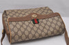 Authentic GUCCI Web Sherry Line Shoulder Cross Bag GG PVC Leather Brown 7323I