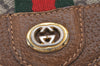 Authentic GUCCI Web Sherry Line Shoulder Cross Bag GG PVC Leather Brown 7323I