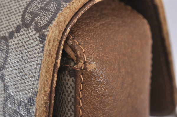 Authentic GUCCI Web Sherry Line Shoulder Cross Bag GG PVC Leather Brown 7323I