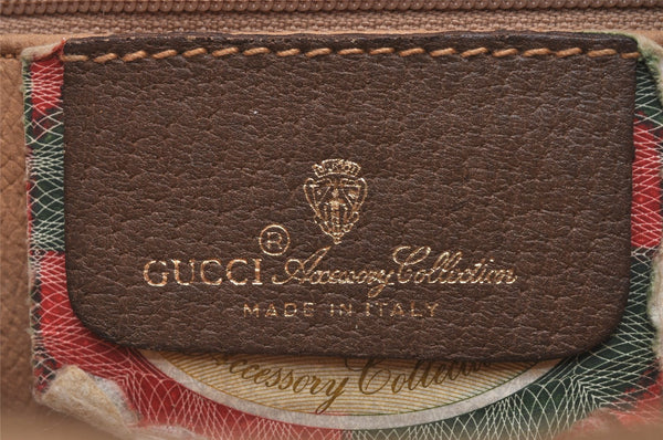 Authentic GUCCI Web Sherry Line Shoulder Cross Bag GG PVC Leather Brown 7323I