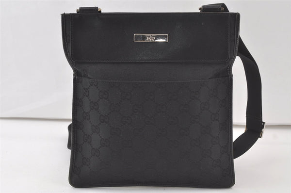 Authentic GUCCI Shoulder Cross Body Bag GG Canvas Leather 0190348 Black 7326K