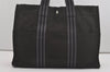 Authentic HERMES Fourre Tout MM Vintage Hand Tote Bag Canvas Black 7328I