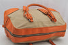 Authentic PRADA Vintage Canvas Leather Hand Boston Bag Beige 7329I