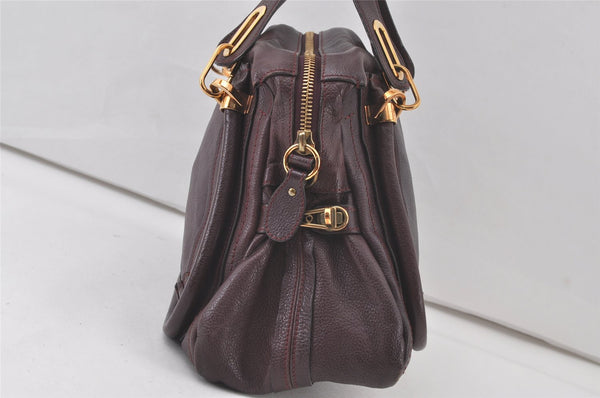 Authentic Chloe Paraty Medium 2Way Shoulder Hand Bag Purse Leather Purple 7329K