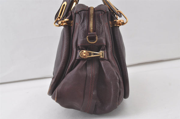 Authentic Chloe Paraty Medium 2Way Shoulder Hand Bag Purse Leather Purple 7329K