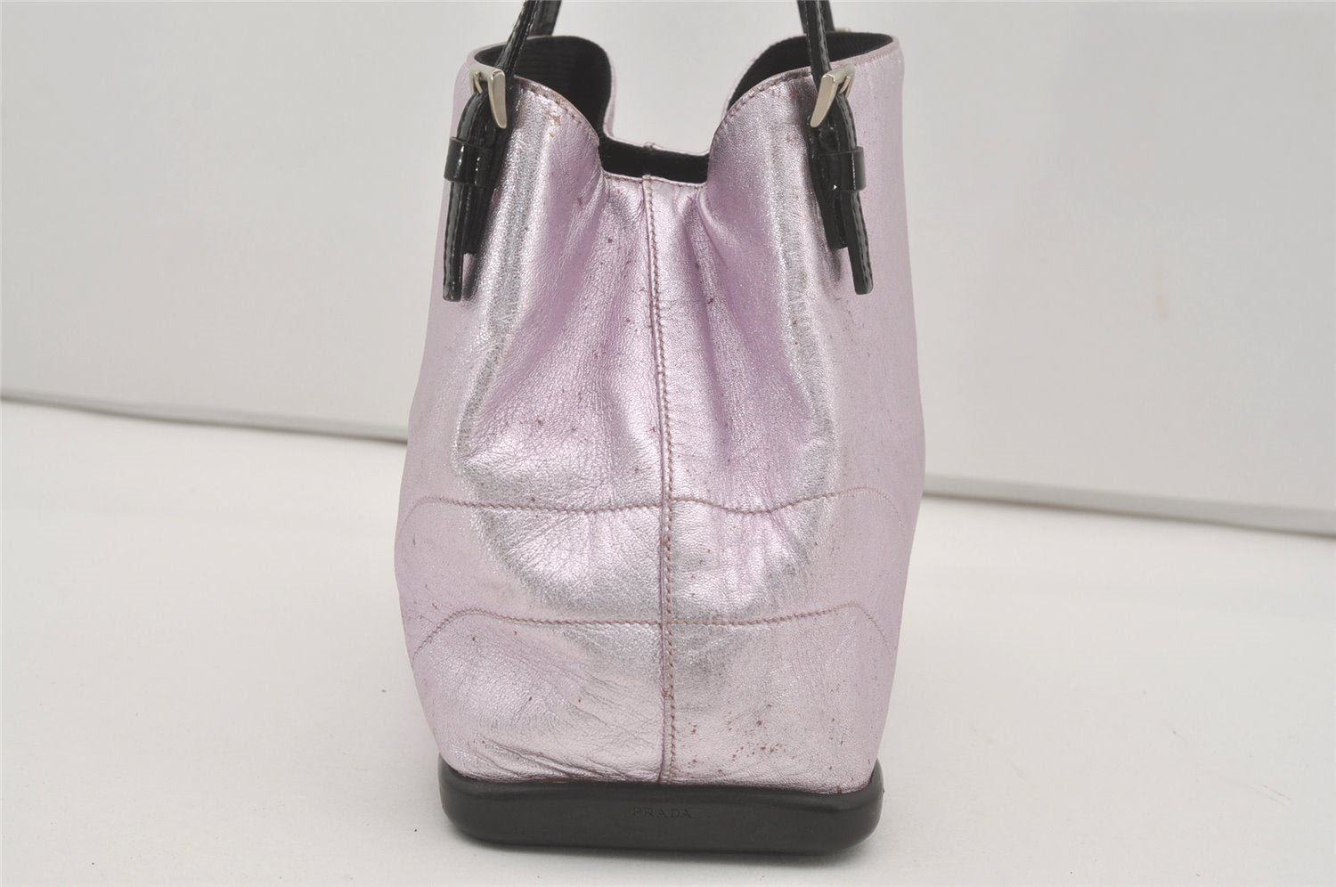 Authentic PRADA Vintage Leather Nappa Metal Shoulder Hand Bag B10369 Pink 7332I