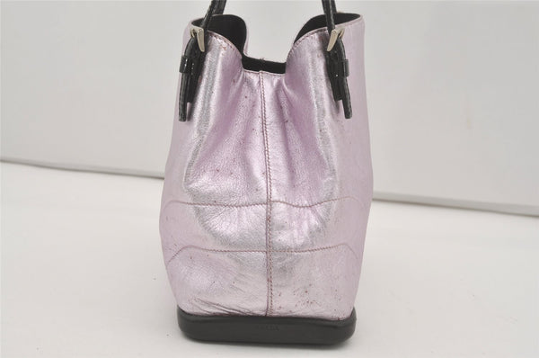 Authentic PRADA Vintage Leather Nappa Metal Shoulder Hand Bag B10369 Pink 7332I