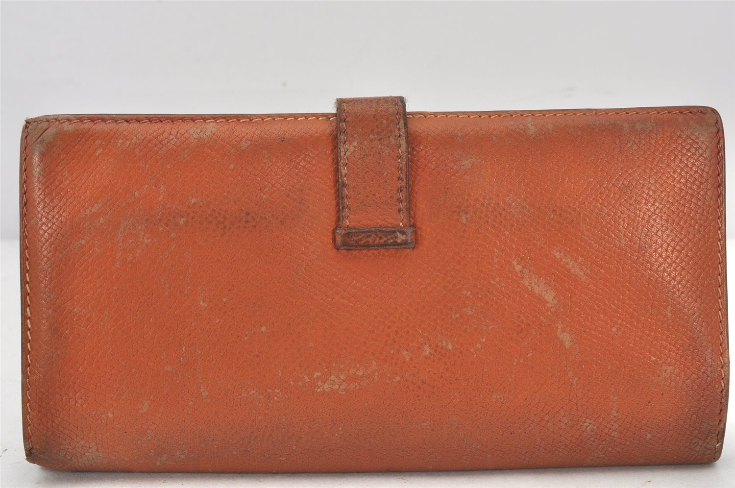 Authentic HERMES Bearn Classic Vintage Leather Long Wallet Purse Brown 7332K