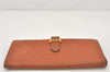 Authentic HERMES Bearn Classic Vintage Leather Long Wallet Purse Brown 7332K