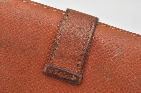 Authentic HERMES Bearn Classic Vintage Leather Long Wallet Purse Brown 7332K