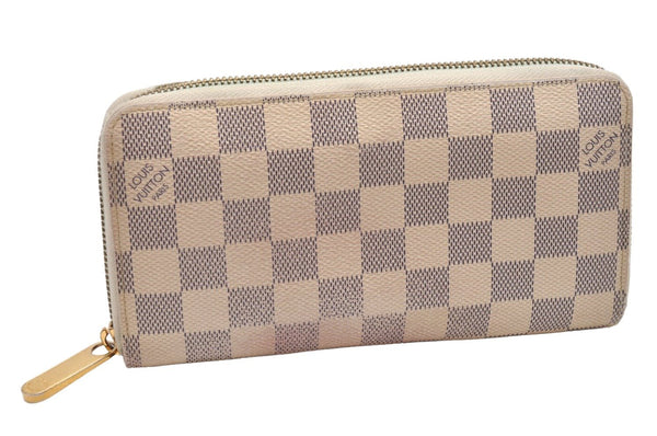 Authentic Louis Vuitton Damier Azur Zippy Wallet Long Purse N60019 LV 7333I