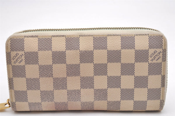 Authentic Louis Vuitton Damier Azur Zippy Wallet Long Purse N60019 LV 7333I