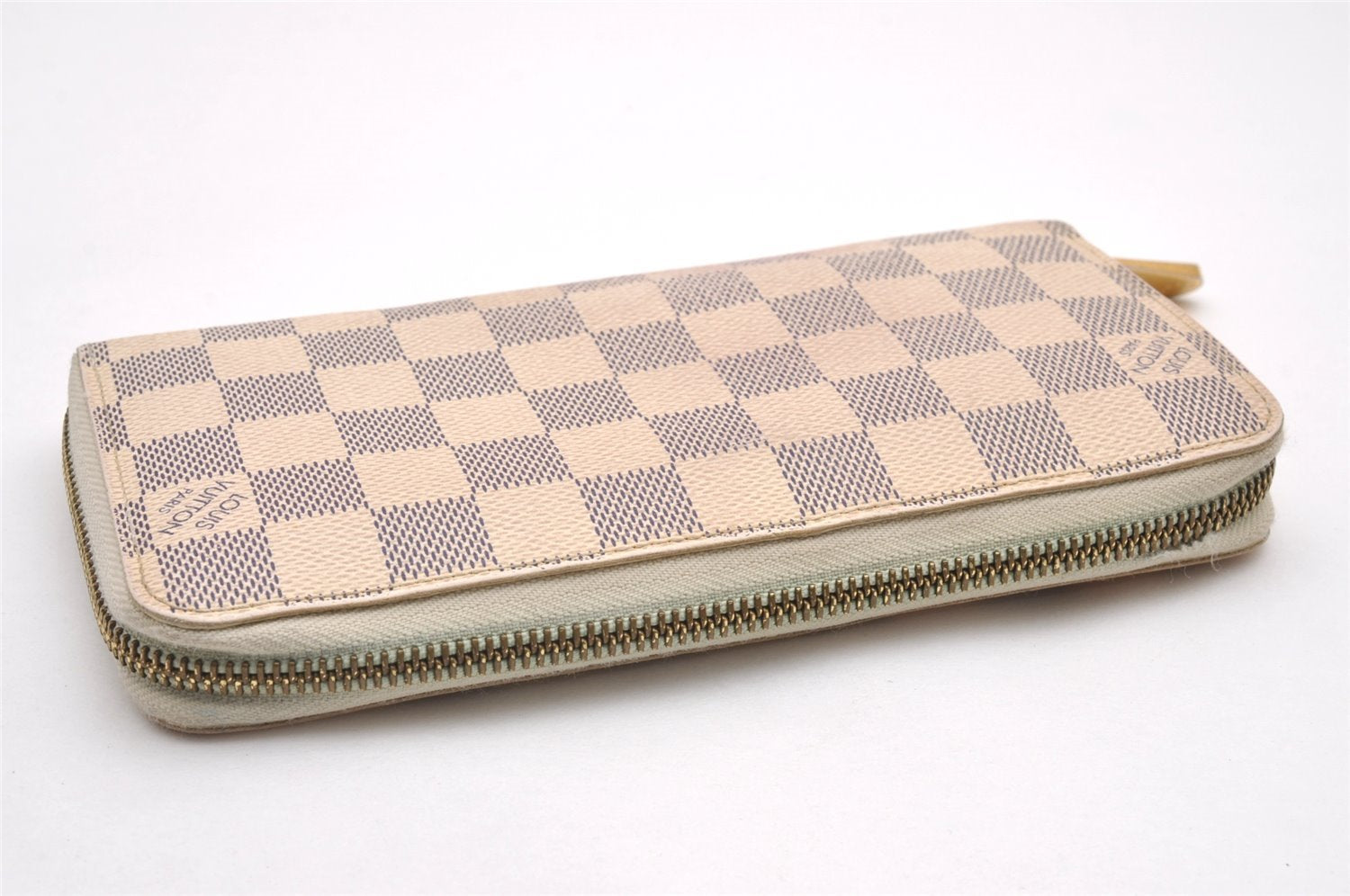 Authentic Louis Vuitton Damier Azur Zippy Wallet Long Purse N60019 LV 7333I