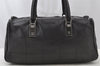 Authentic CHANEL Chocolate Bar Calf Skin CC Logo Hand Boston Bag Black 7335I